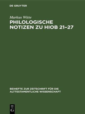 cover image of Philologische Notizen zu Hiob 21–27